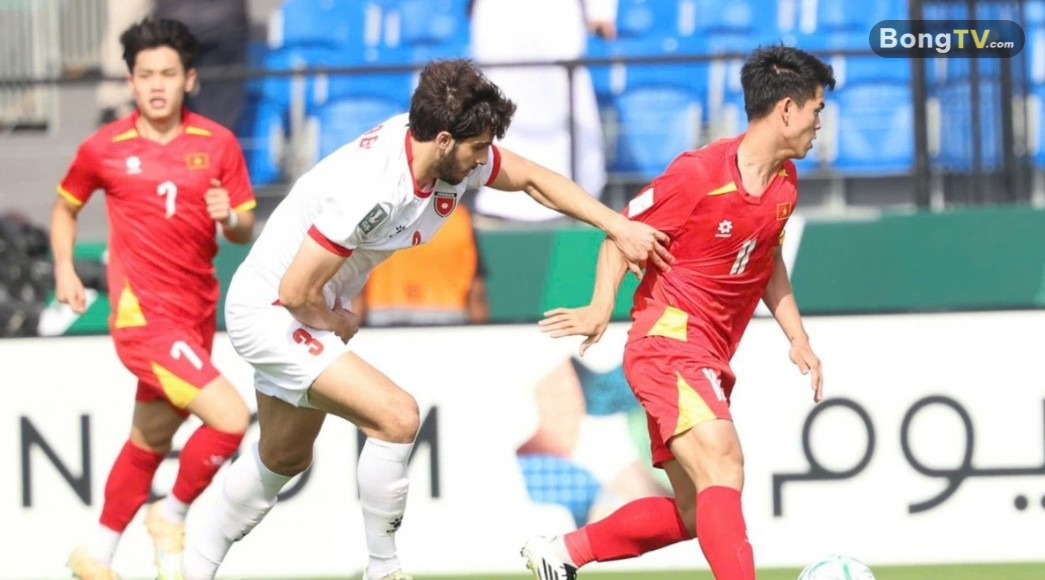 U23 Việt Nam dẫn trước U23 Jordan với tỷ số 2-0 ngay trong hiệp một. Ảnh: AFC.