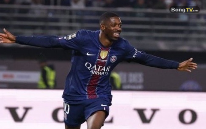 Dembele ghi bàn cho PSG.